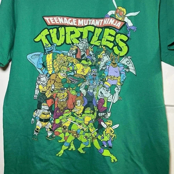 Teenage Mutant Ninja Turtles 80's Cartoon Green Short Sleeve Tee Men's Size L - Picture 2 of 6
